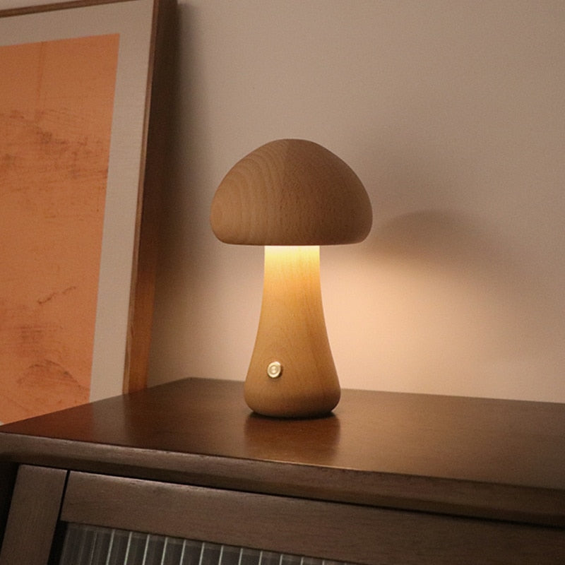 Holz Pilz LED Tischlampe